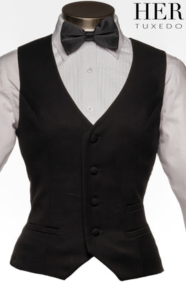 Classic Black Waistcoat (Slim Fit) - Her Tuxedo