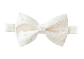 Pearl Ivory Damask Poly Dupion Bow Tie With An Elegant Floral Vine Pattern (Not White)