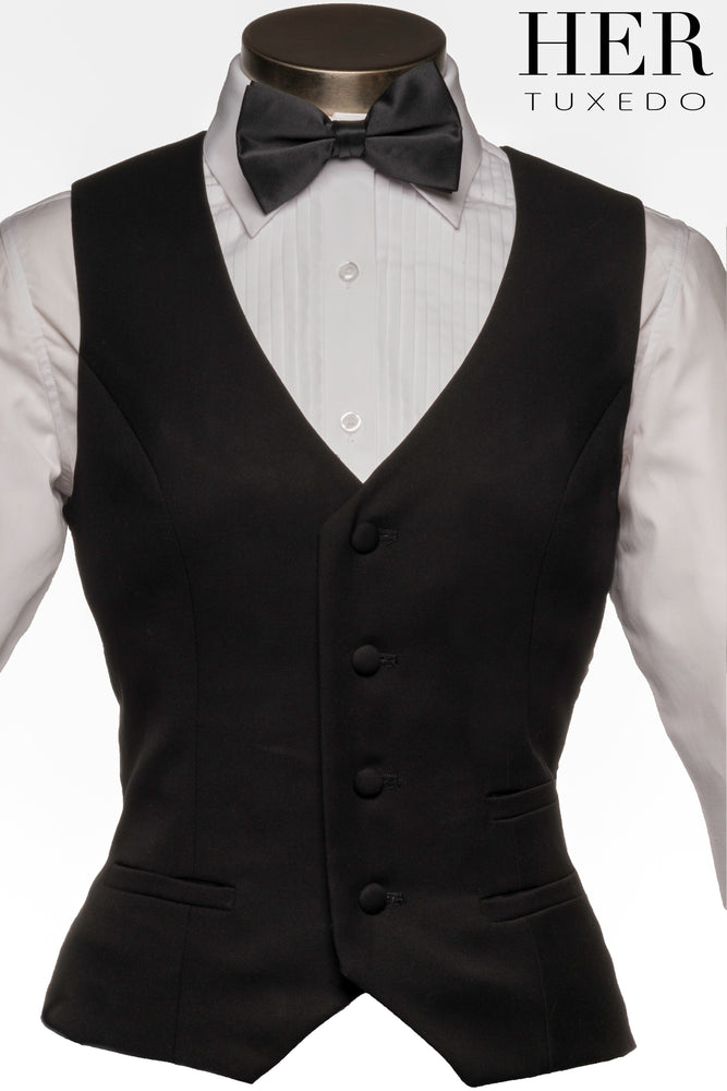 Classic Black Waistcoat (Slim Fit) - Her Tuxedo