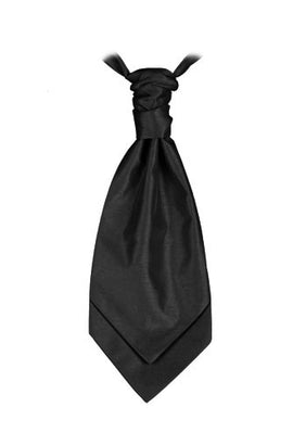 Classic Black Poly Dupion Cravat - Her Tuxedo