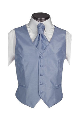 Dusky Blue Poly Dupion Waistcoat  ( Loose Fit) - Her Tuxedo