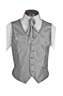 Silver Gray Poly Dupion Waistcoat ( Loose Fit) - Her Tuxedo