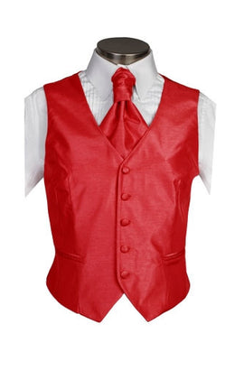 Scarlet Red Poly Dupion Waistcoat  ( Loose Fit) - Her Tuxedo