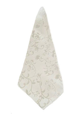 Pearl Ivory Damask Handkerchief (With an elegant Floral Vine pattern)( Not White)